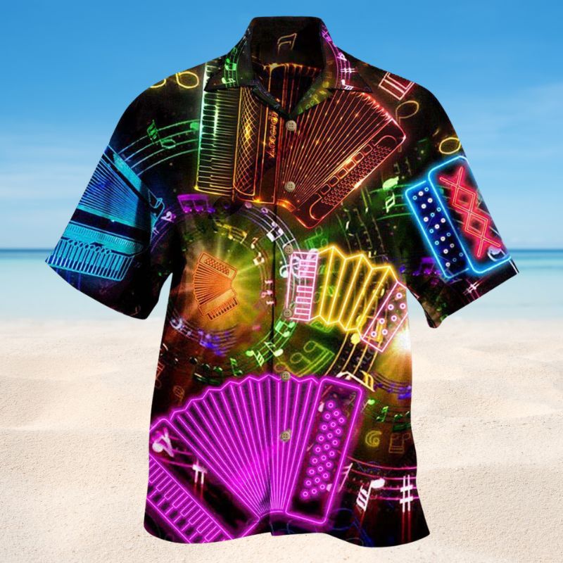 Music Go Where The Accordion Takes You Hawaiian Shirt For Coastal Vacations Live Music Fans And Everyday Wear