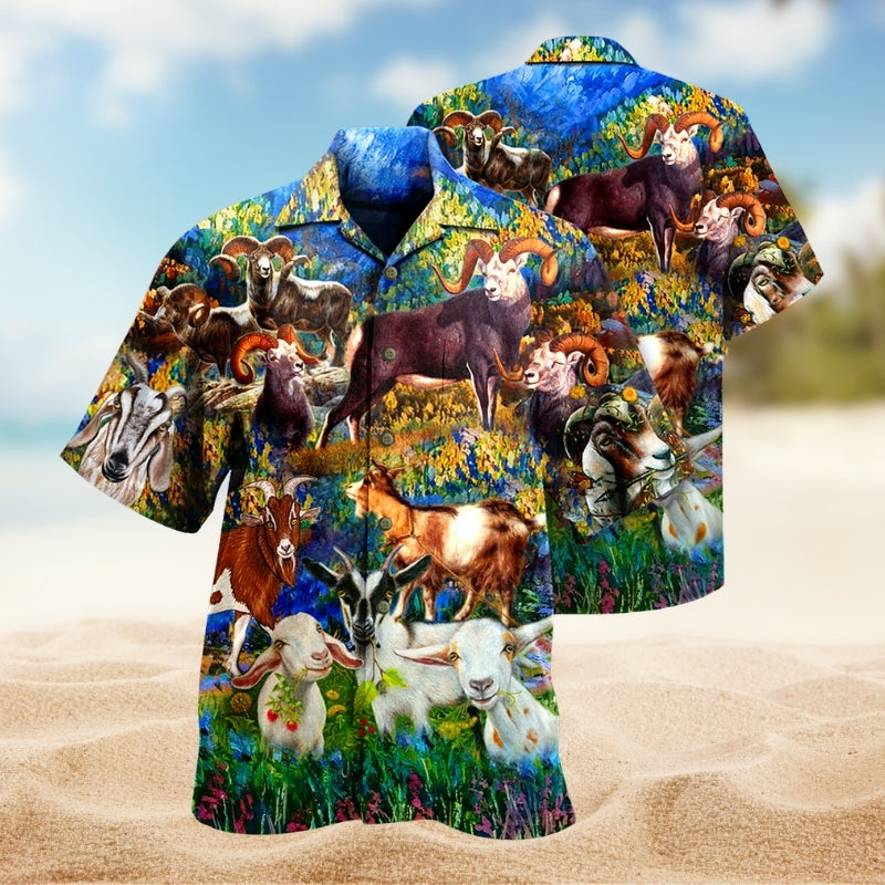 Goat Animals Hawaiian Shirt For Island Vacations, Resort Wear, And Relaxed Seasonal Style