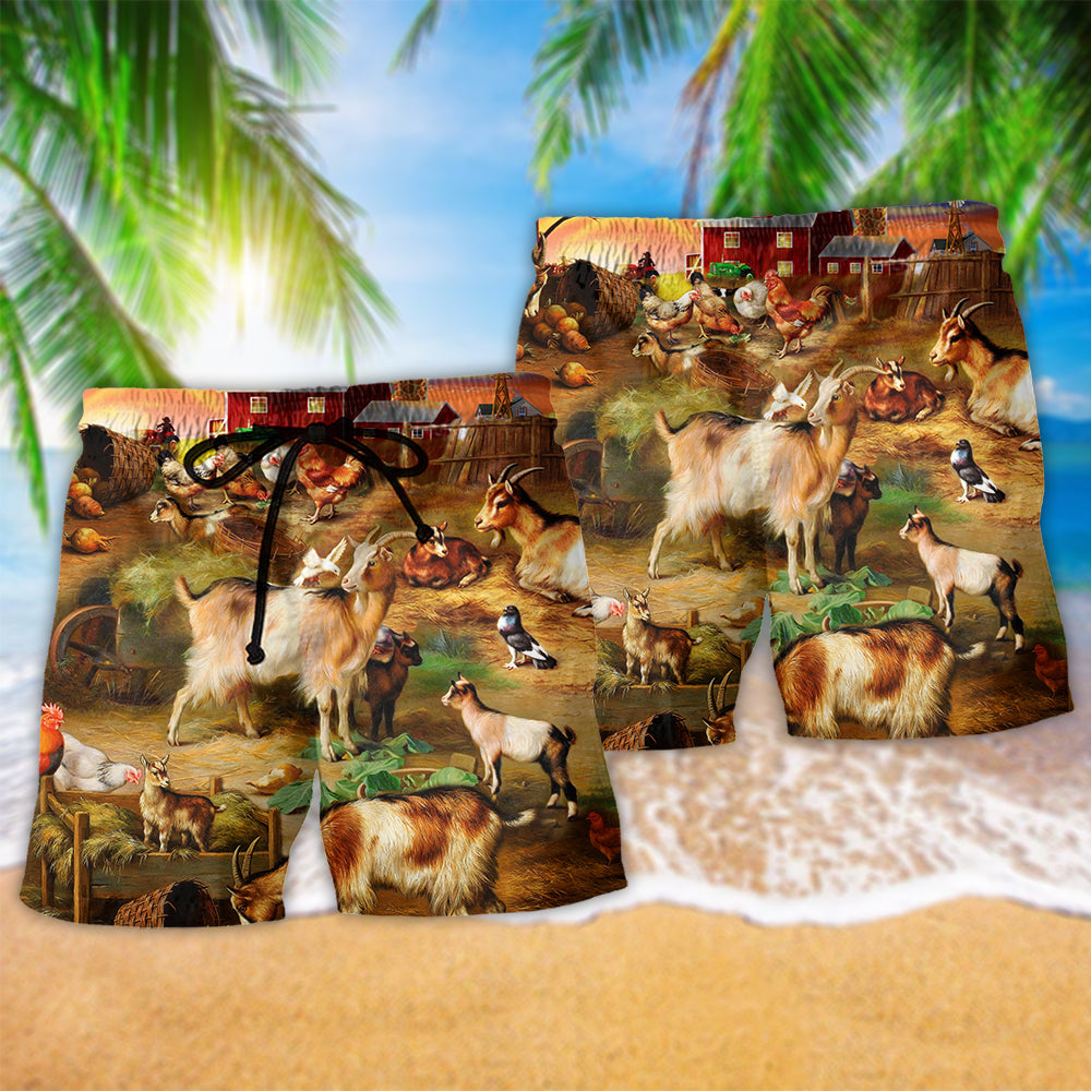 Goat Farm Peace Life Beach Shorts Design Detail For Weekend Getaways And Beach Days