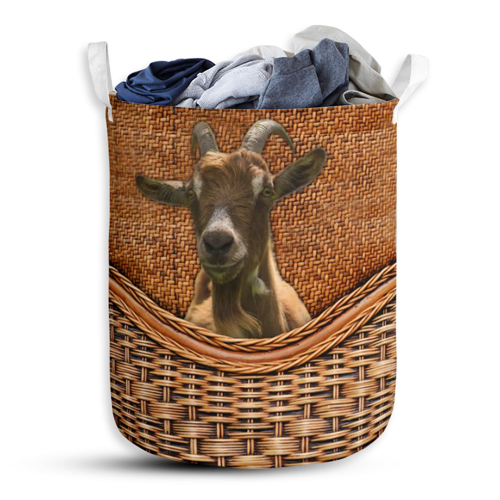 Goat Rattan Texture Laundry Basket For Bathroom Bedroom Storage