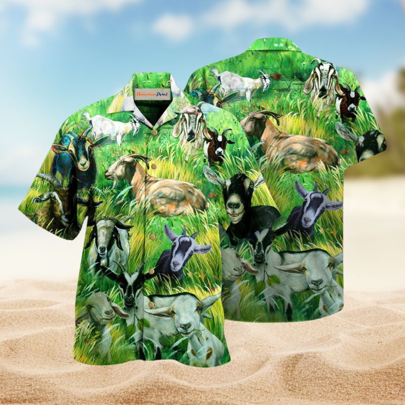Goat Creative Pattern Hawaiian Shirt For Resort Trips, Coastal Parties, And Warm Weather Style