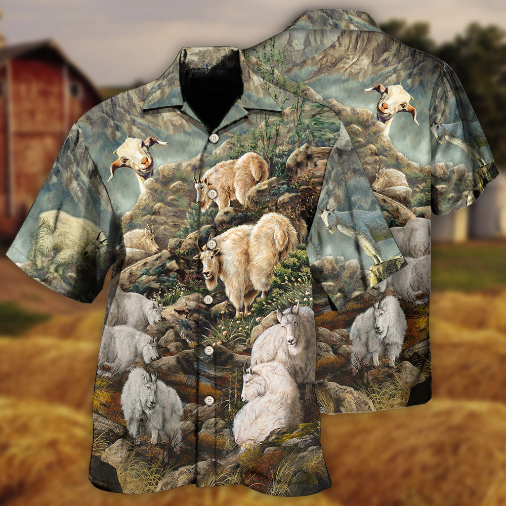 Goat Mountain Outdoor Hawaiian Shirt For Island Vacations, Resort Wear, And Relaxed Seasonal Style