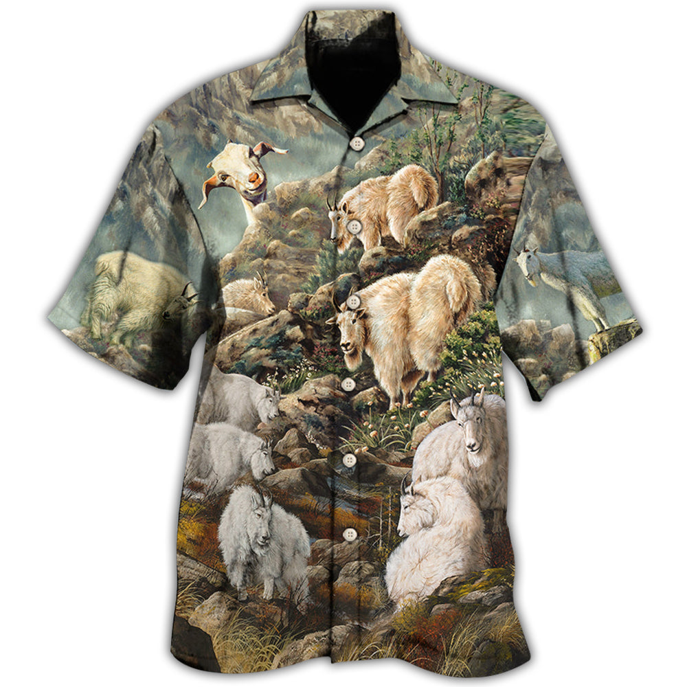 Goat Mountain Outdoor Hawaiian Shirt For Island Vacations, Resort Wear, And Relaxed Seasonal Style