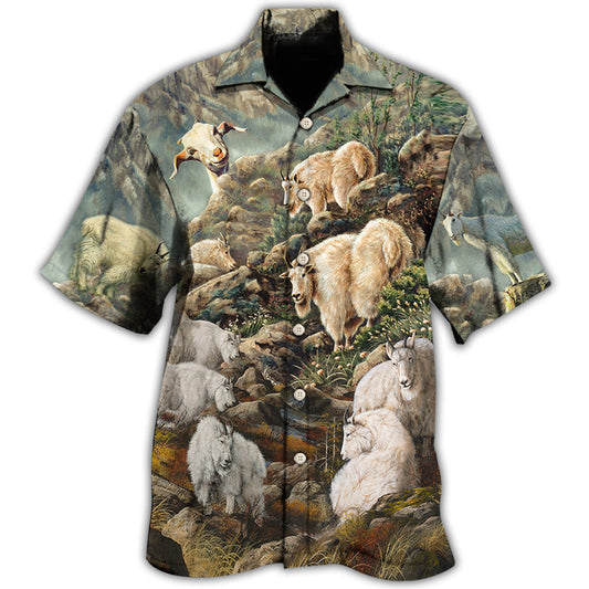 Goat Mountain Outdoor Hawaiian Shirt For Island Vacations, Resort Wear, And Relaxed Seasonal Style