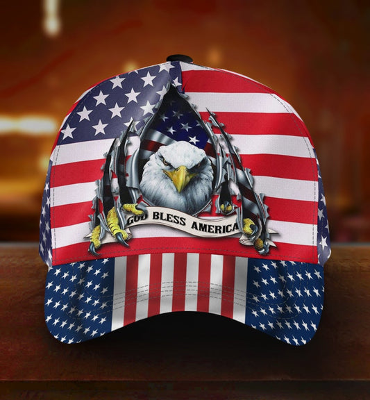 God Bless American Eagle Flag Classic Cap For Nature Lovers Travel And Casual Daily Styling