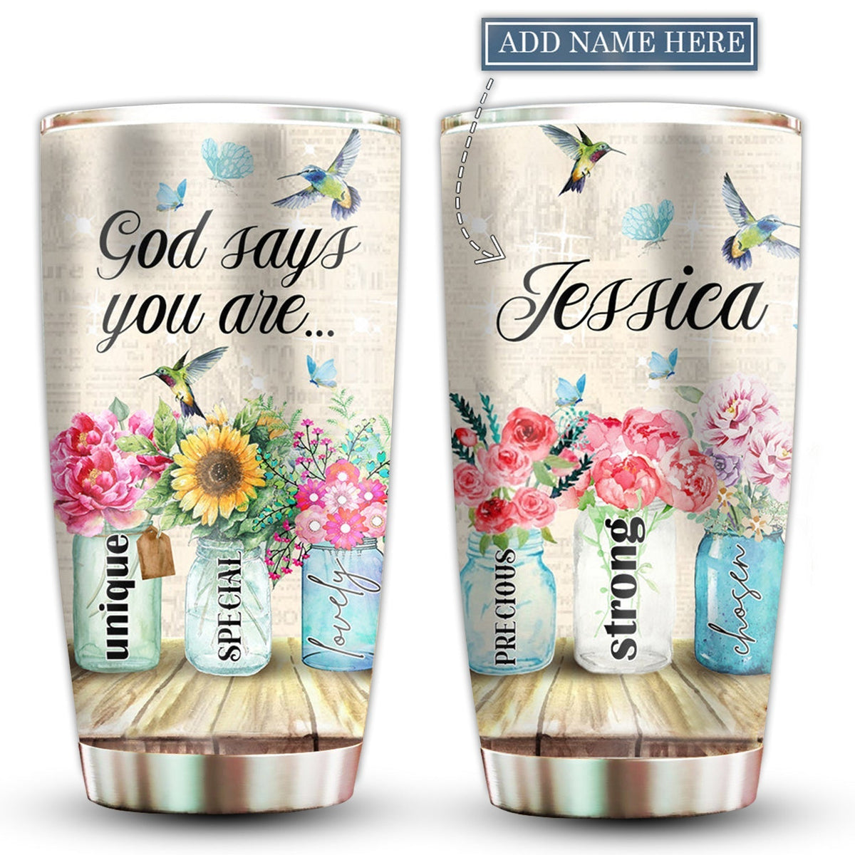God Floral Says You Are Strong Personalized 20 Oz Tumbler For Coffee Travel And Daily Drinks