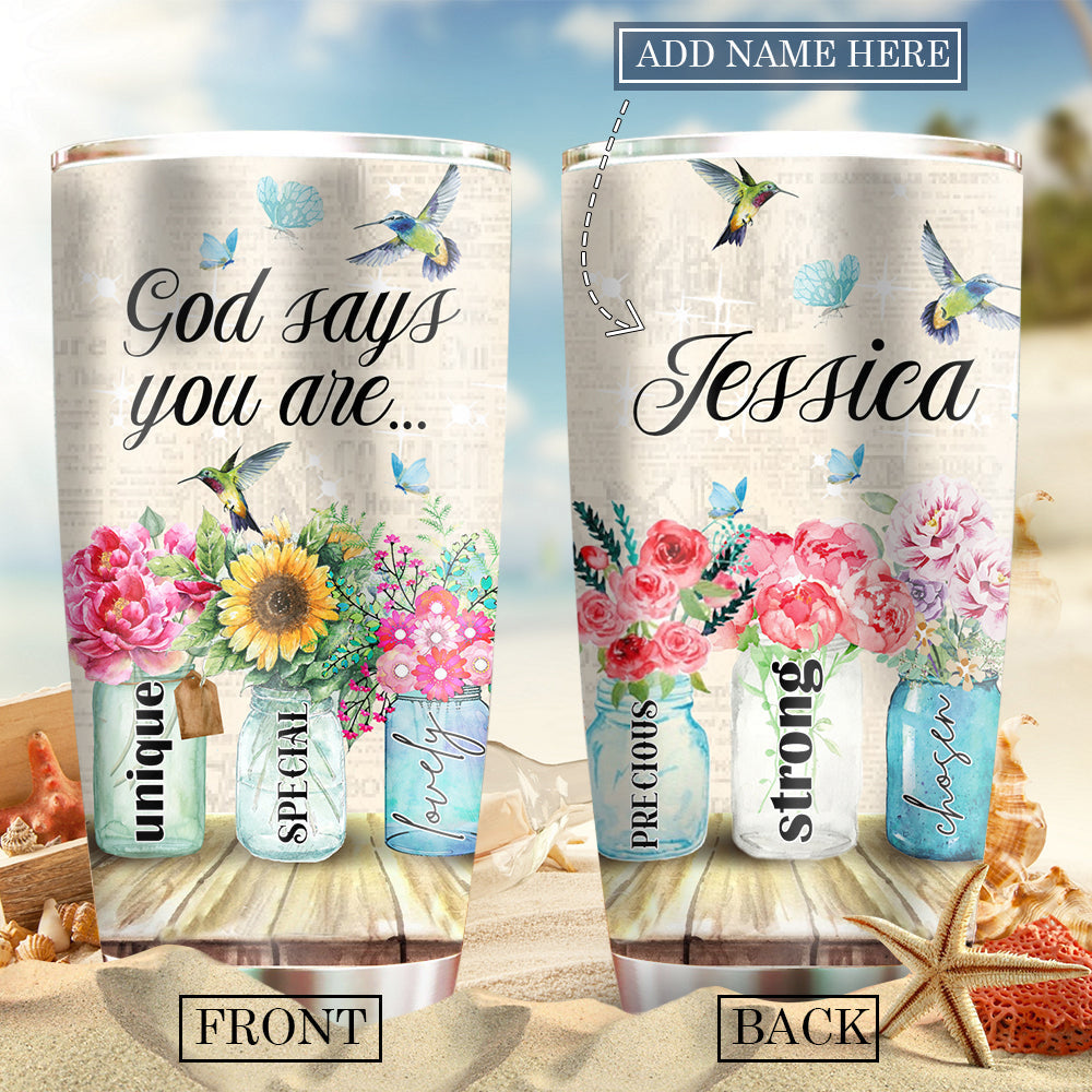 God Floral Says You Are Strong Personalized 20 Oz Tumbler For Coffee Travel And Daily Drinks