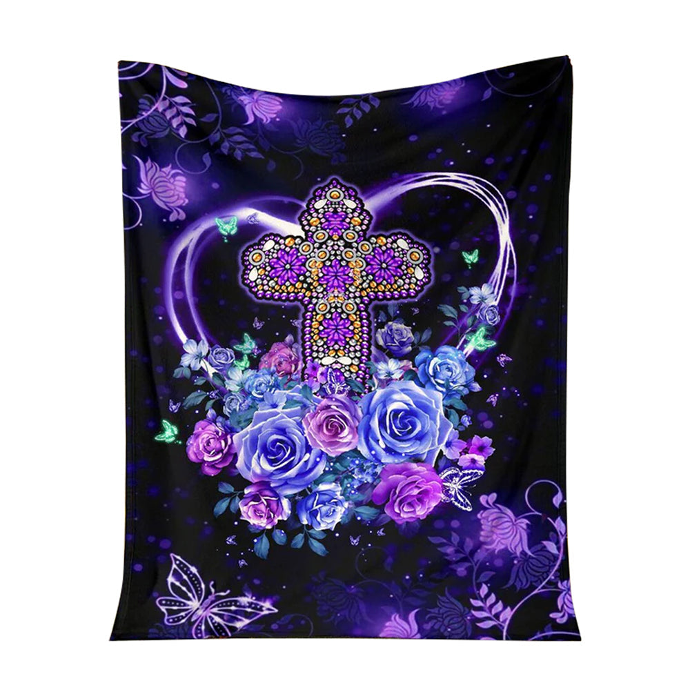 God Love God Christian Rose Flannel Blanket For Cozy Bedroom Sofa Decor