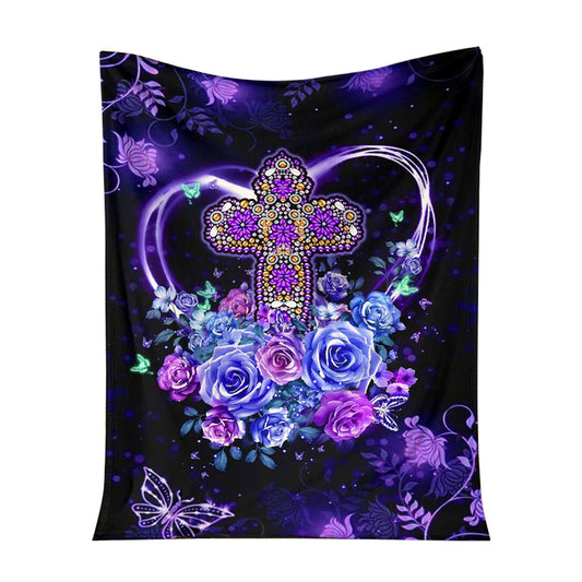 God Love God Christian Rose Flannel Blanket For Cozy Bedroom Sofa Decor