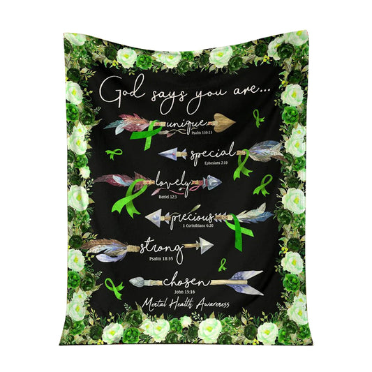 God Says You Are Mental Health Awareness Flannel Blanket For Cozy Bedroom Sofa Decor