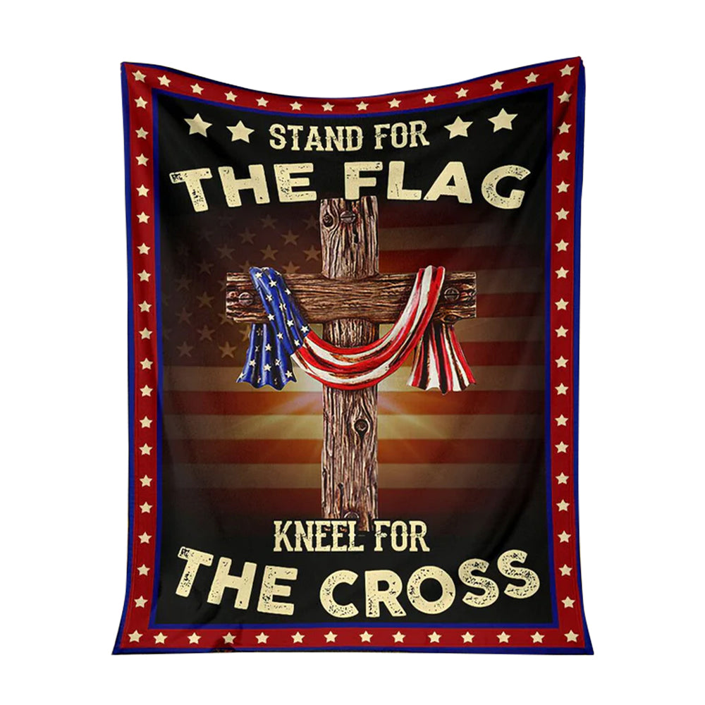 God Stand For The Flag American Flag Christian Flannel Blanket For Cozy Bedroom Sofa Decor