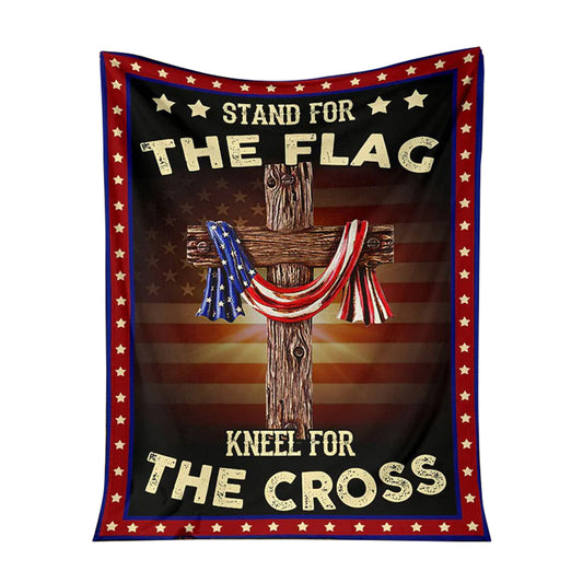 God Stand For The Flag American Flag Christian Flannel Blanket For Cozy Bedroom Sofa Decor
