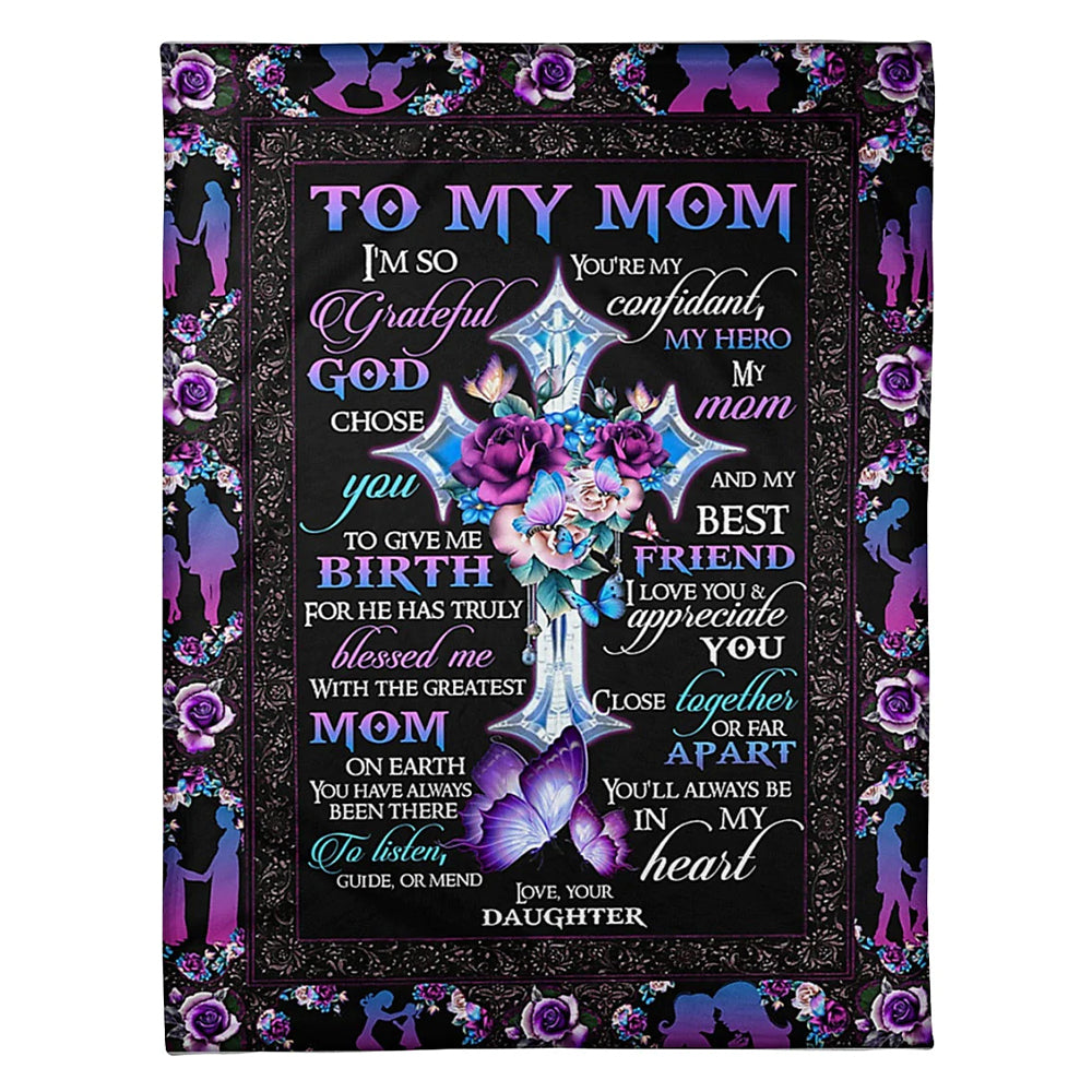 God To My Mom I Love You And Appreciate You Flannel Blanket For Cozy Bedroom Sofa Decor
