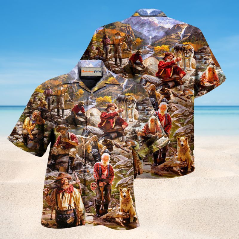Gold Mining Hawaiian Shirt For Coastal Adventures Outdoor Gatherings And Casual Warm Weather Wear