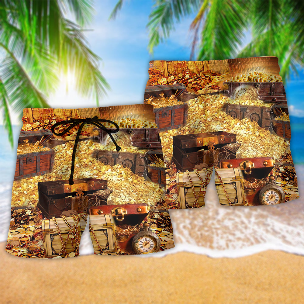 Not All Treasure Is Gold Quote Beach Shorts Artwork Detail For Comfortable Everyday Summer Wear