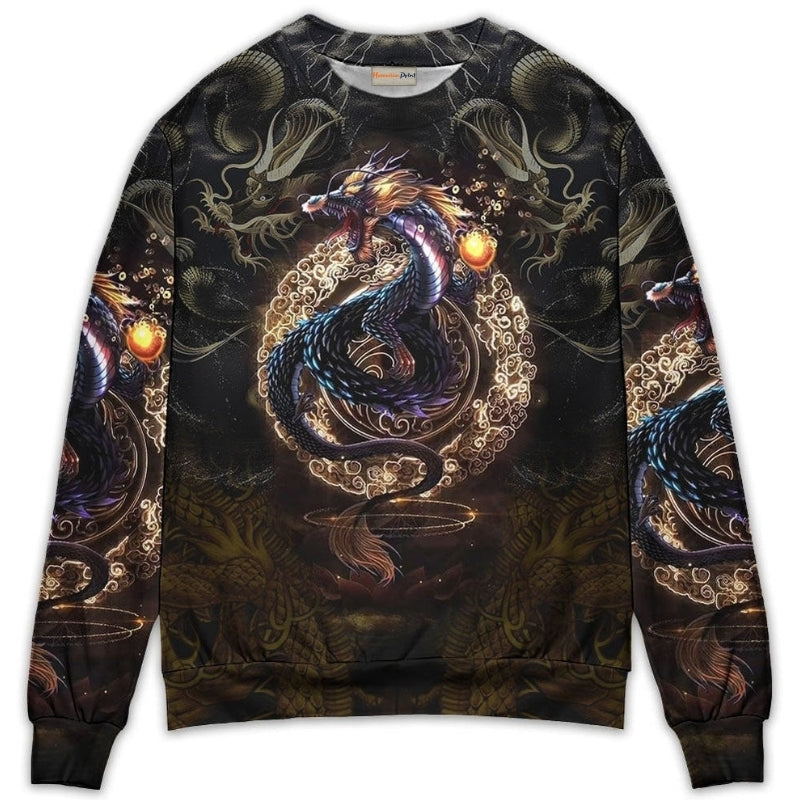 Golden Japanese Dragon Sweater For Animal Inspired Style Events And Comfortable Daily Wear