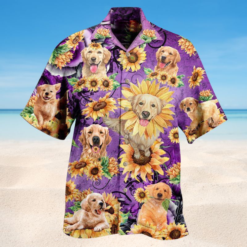 Golden Retriever Be A Sunflower Hawaiian Shirt For Summer Vacation Beach Travel And Relaxed Casual Wear