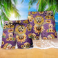 Golden Retriever Sunflower Purple Beach Shorts Pattern Detail For Warm Weather Comfort And Flexible Everyday Wear