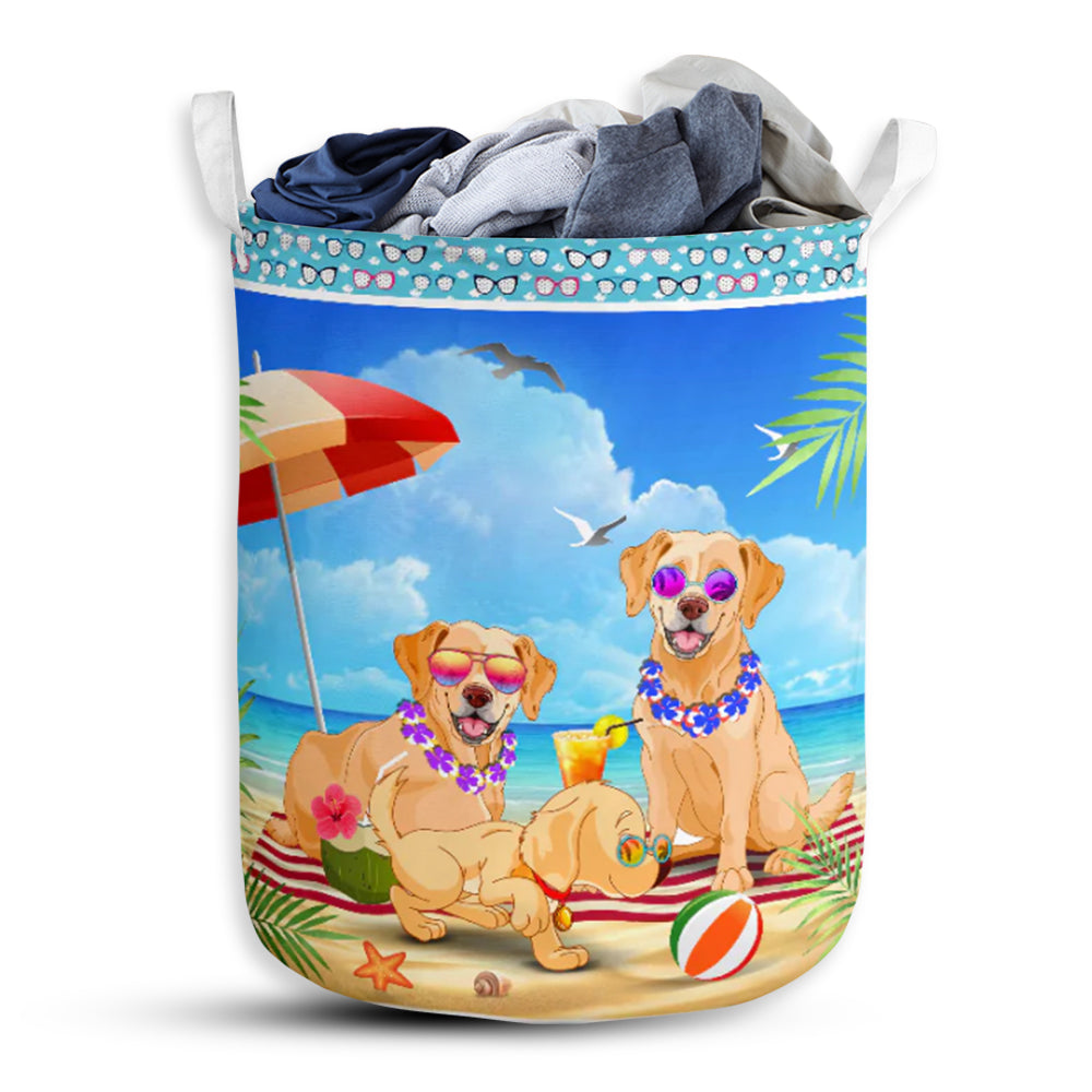 Golden Retriever Beach Summer Laundry Basket For Bathroom Bedroom Storage