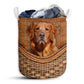 Golden Retriever Red Rattan Texture Laundry Basket For Bathroom Bedroom Storage