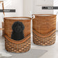 Goldendoodle Black Dog Rattan Texture Laundry Basket For Room Home Organizer