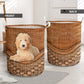 Goldendoodle Dog Rattan Texture Laundry Basket For Room Home Organizer