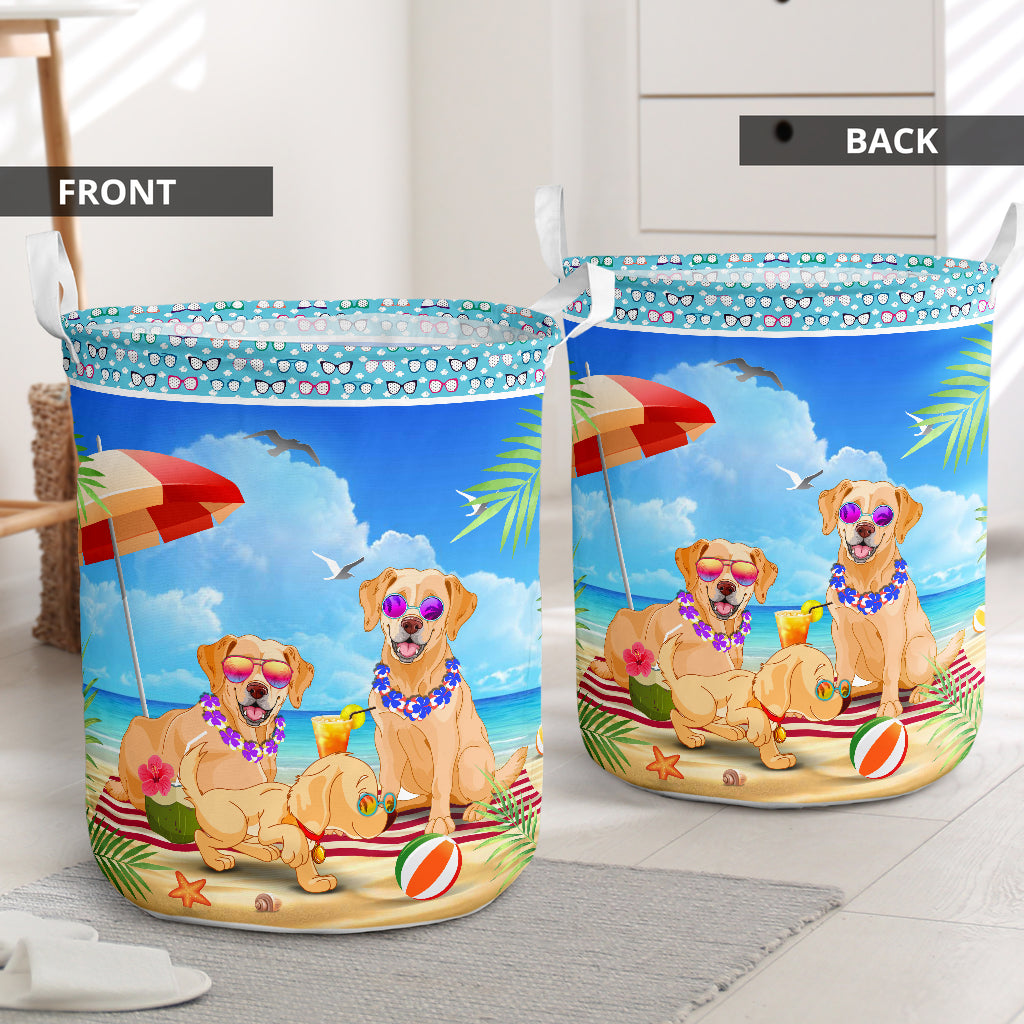 Golden Retriever Beach Summer Laundry Basket For Room Home Organizer
