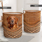 Golden Retriever Red Rattan Texture Laundry Basket For Room Home Organizer