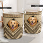 Golden Retriever Wicker Texture Hole Laundry Basket For Room Home Organizer