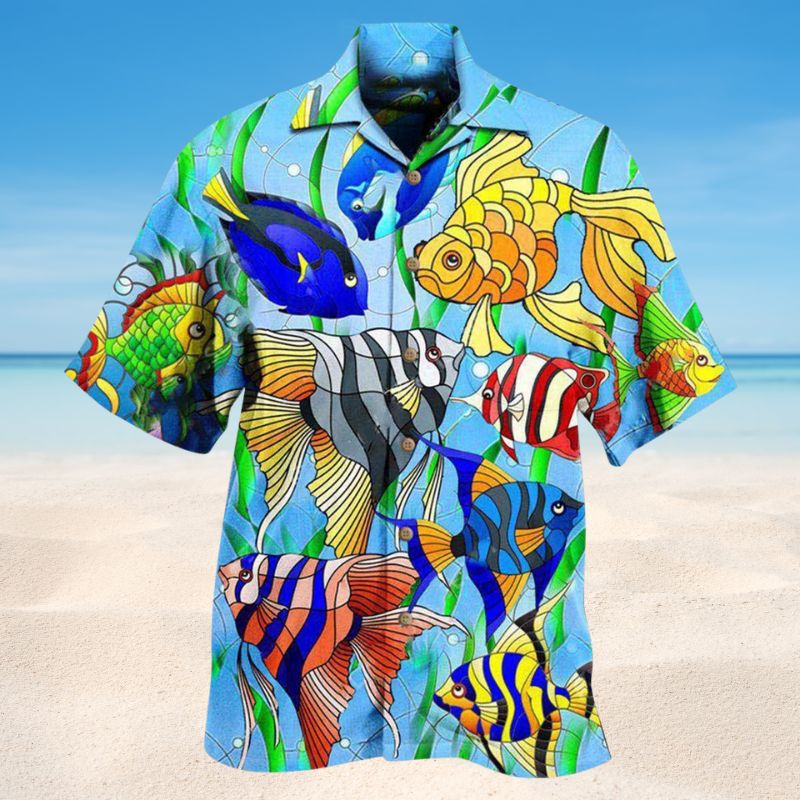 Playful Goldfish Hawaiian Shirt For Vacation Adventures Beach Events And Relaxed Warm Weather Style