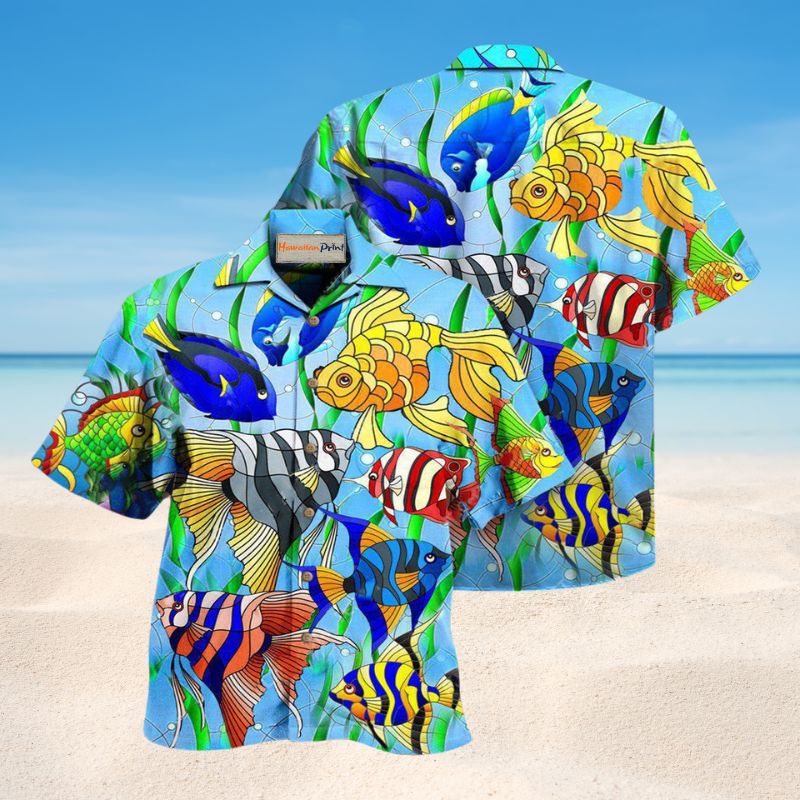 Playful Goldfish Hawaiian Shirt For Vacation Adventures Beach Events And Relaxed Warm Weather Style