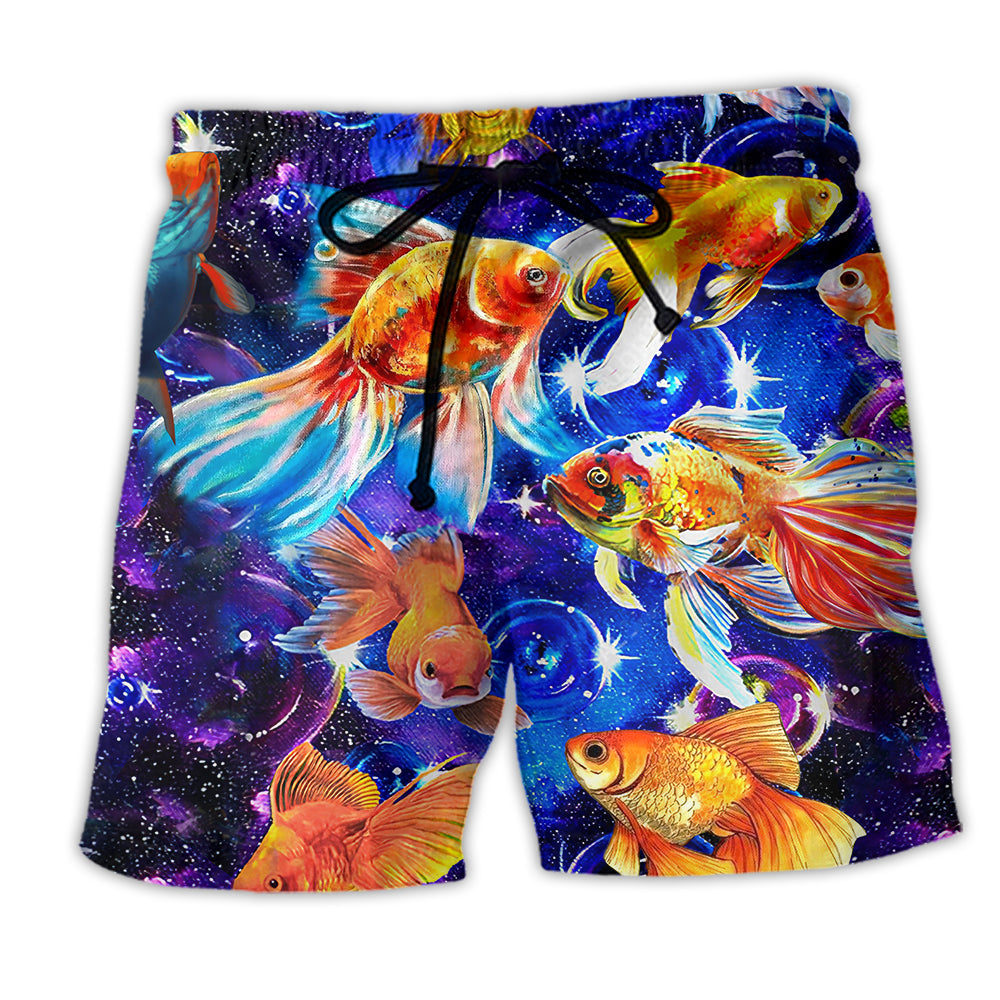 Goldfish Galaxy Cosmic Color Beach Shorts For Sunny Day Getaways And Relaxed Casual Style