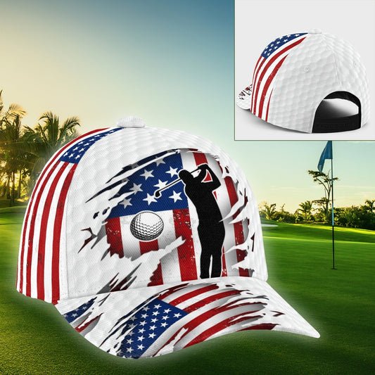 Golf America White Classic Cap For Festivals Vacations Outdoor Fun And Daily Comfort