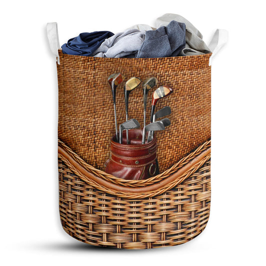 Golf Bag Rattan Texture Laundry Basket For Bathroom Bedroom Storage