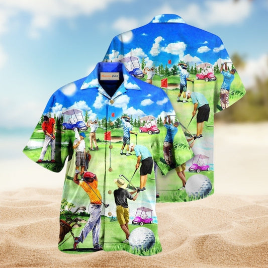 Golf Lifestyle Pattern Hawaiian Shirt For Coastal Travel Summer Holidays And Thoughtful Casual Gifts