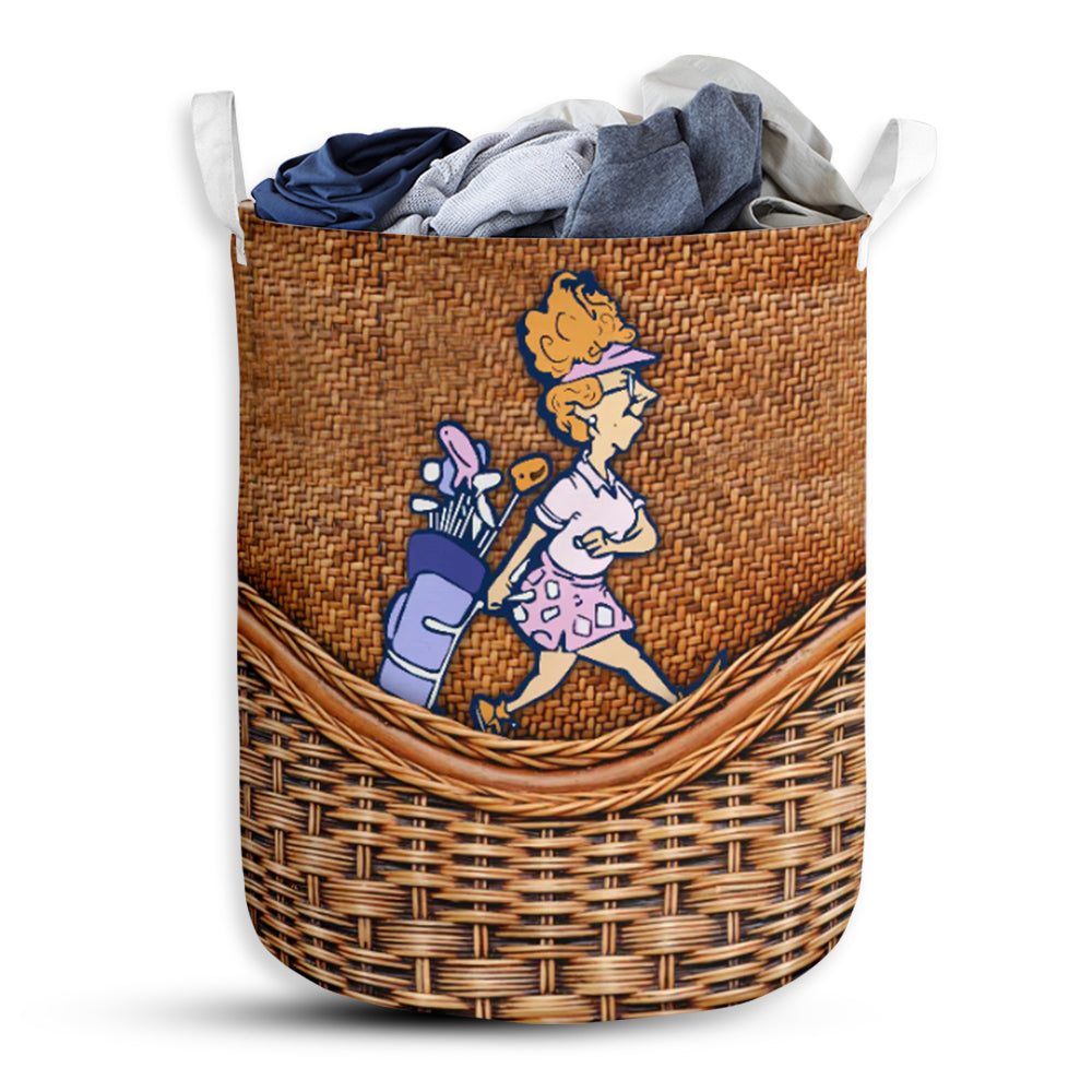 Golf Grandma Rattan Texture Laundry Basket For Bathroom Bedroom Storage
