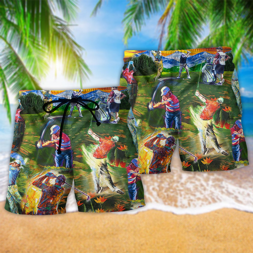 Golf Life Is Short Swing Hard Golf Hawaiian Beach Shorts For Game Day Getaways