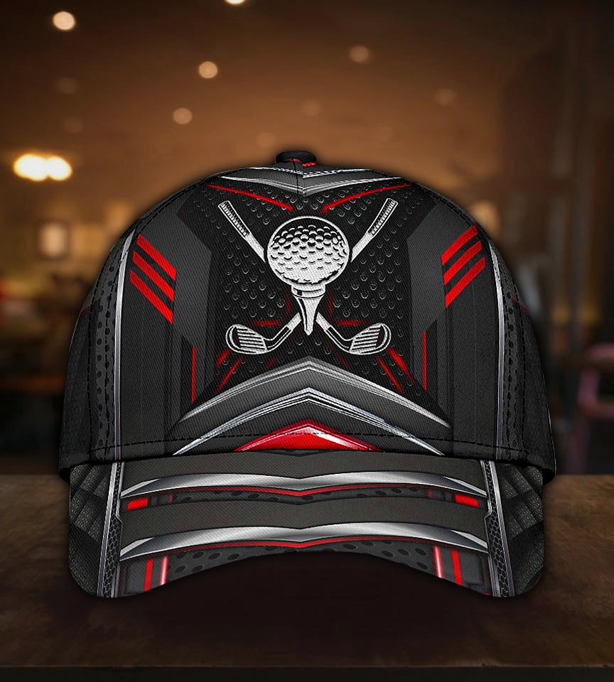 Golf Metal Red Carbon Classic Cap For Seasonal Outings Outdoor Adventures And Daily Wear