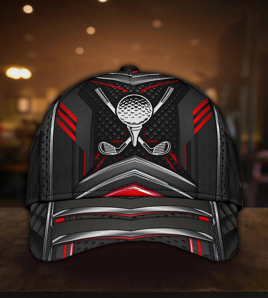 Golf Metal Red Carbon Classic Cap For Seasonal Outings Outdoor Adventures And Daily Wear