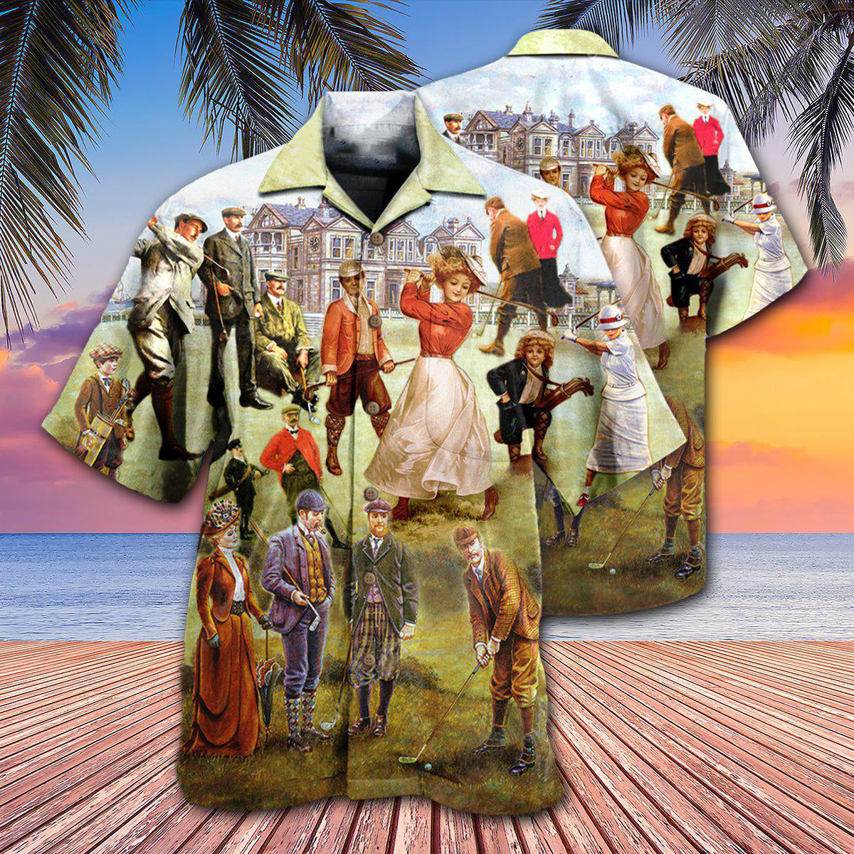 Vintage Golf Hawaiian Shirt Pattern View For Relaxed Warm Weather Outfits