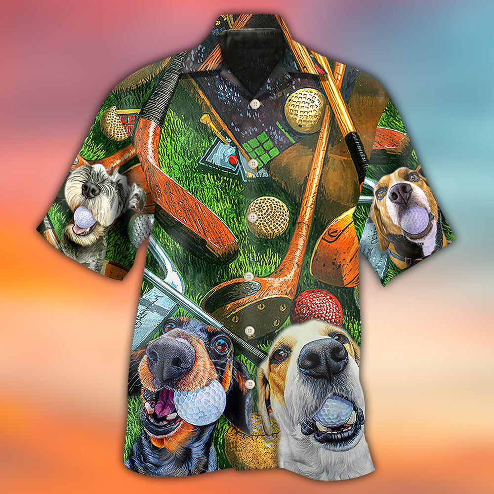 Vintage Funny Dog Golf Hawaiian Shirt For Summer Events And Casual Outdoor Wear