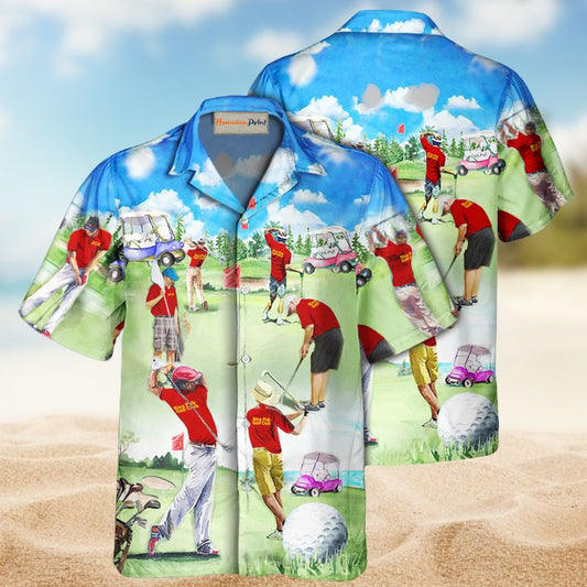 Classic Golf Hawaiian Shirt For Coastal Travel, Casual Events, And Comfortable Summer Wear