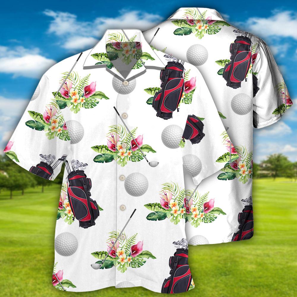 Floral Tropical Golf Hawaiian Shirt For Island Vacations, Resort Wear, And Relaxed Seasonal Style
