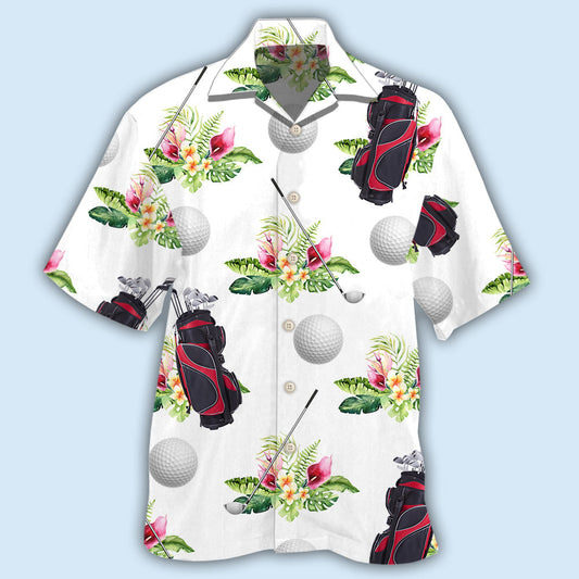 Floral Tropical Golf Hawaiian Shirt For Island Vacations, Resort Wear, And Relaxed Seasonal Style