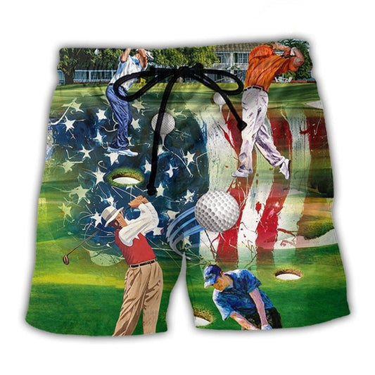 Golf USA Independence Day Celebration Beach Shorts For Resort Travel And Thoughtful Summer Gifting
