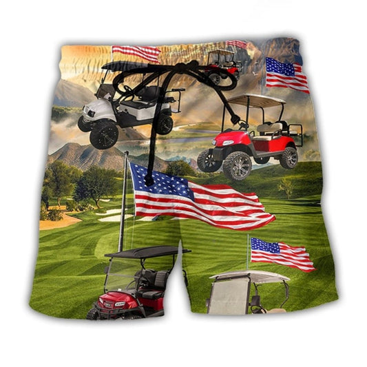 Golf USA Independence Day Club Beach Shorts Pattern View For Resort Days And Outdoor Activities