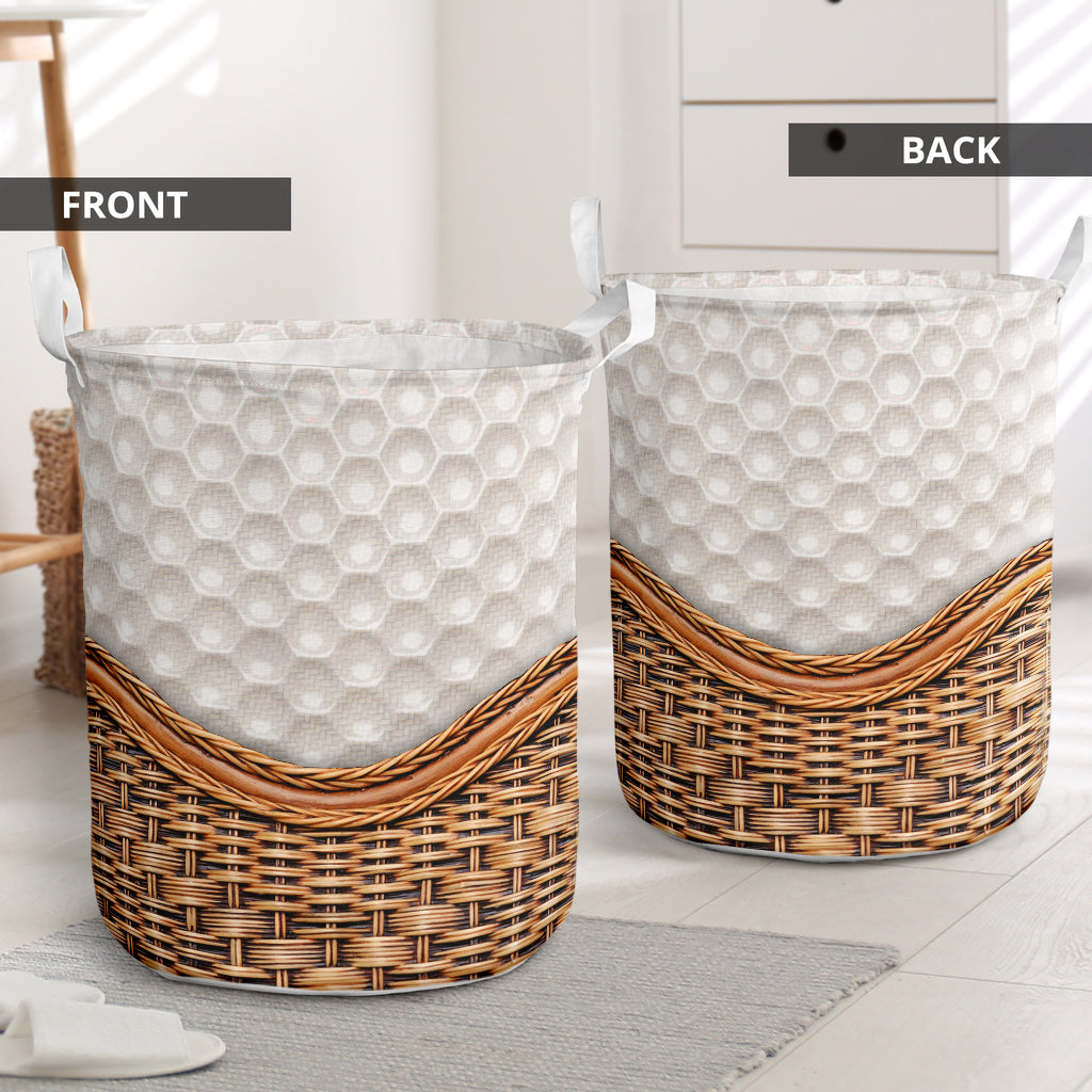 Golf Ball Rattan Texture Laundry Basket For Room Home Organizer
