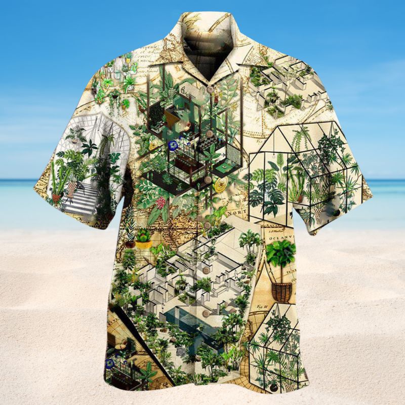 Nature Inspired Architecture Hawaiian Shirt For Summer Vacation Beach Travel And Relaxed Casual Wear