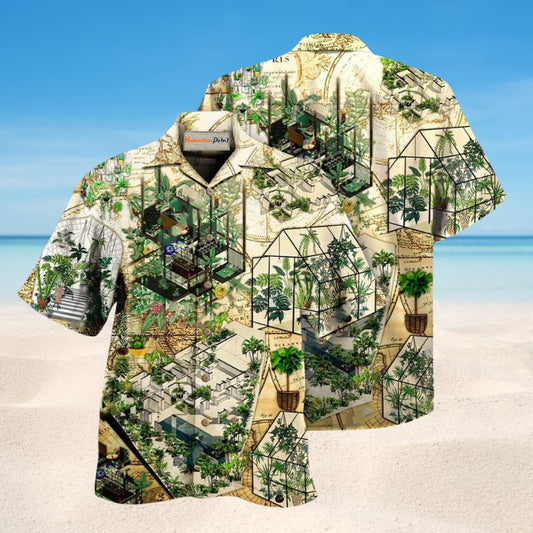 Nature Inspired Architecture Hawaiian Shirt For Summer Vacation Beach Travel And Relaxed Casual Wear