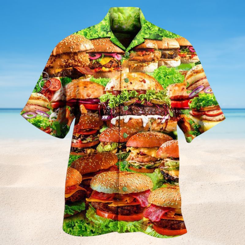 Good Food Good Mood Hamburger Hawaiian Shirt For Tropical Trips Food Fans And Cheerful Summer Outings